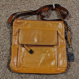 Giani Bernini Tan Genuine Leather Crossbody Bag Purse Pocketbook